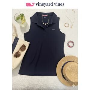 Vineyard Vines Solid Blue Sleeveless Polo Sz. L